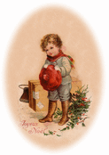 Petit garçon et son sac de Noël
